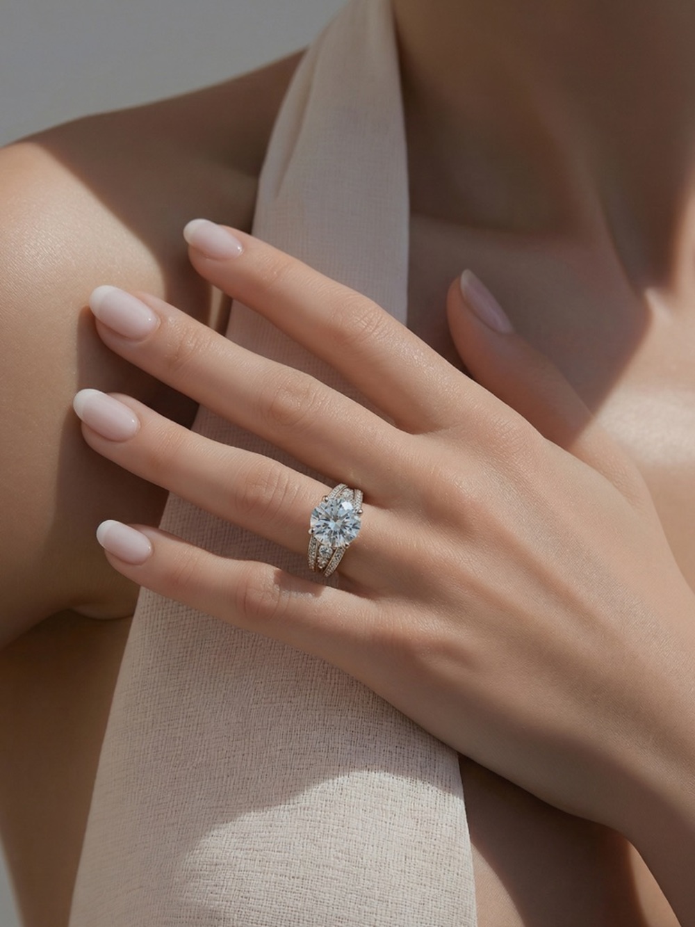 🆕Piatella ring, 2 carat round cut,  side accents , 14k gold plated setting